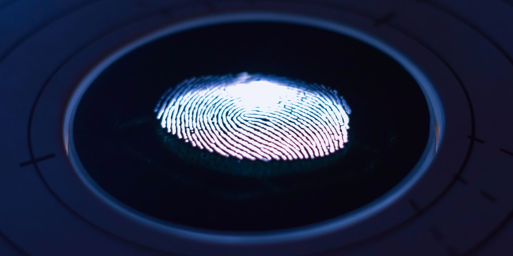 lit up fingerprint being examined