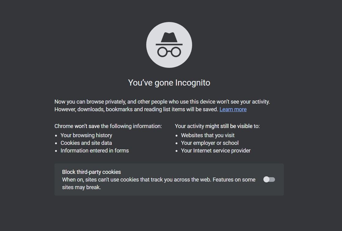 Incognito mode of Chrome