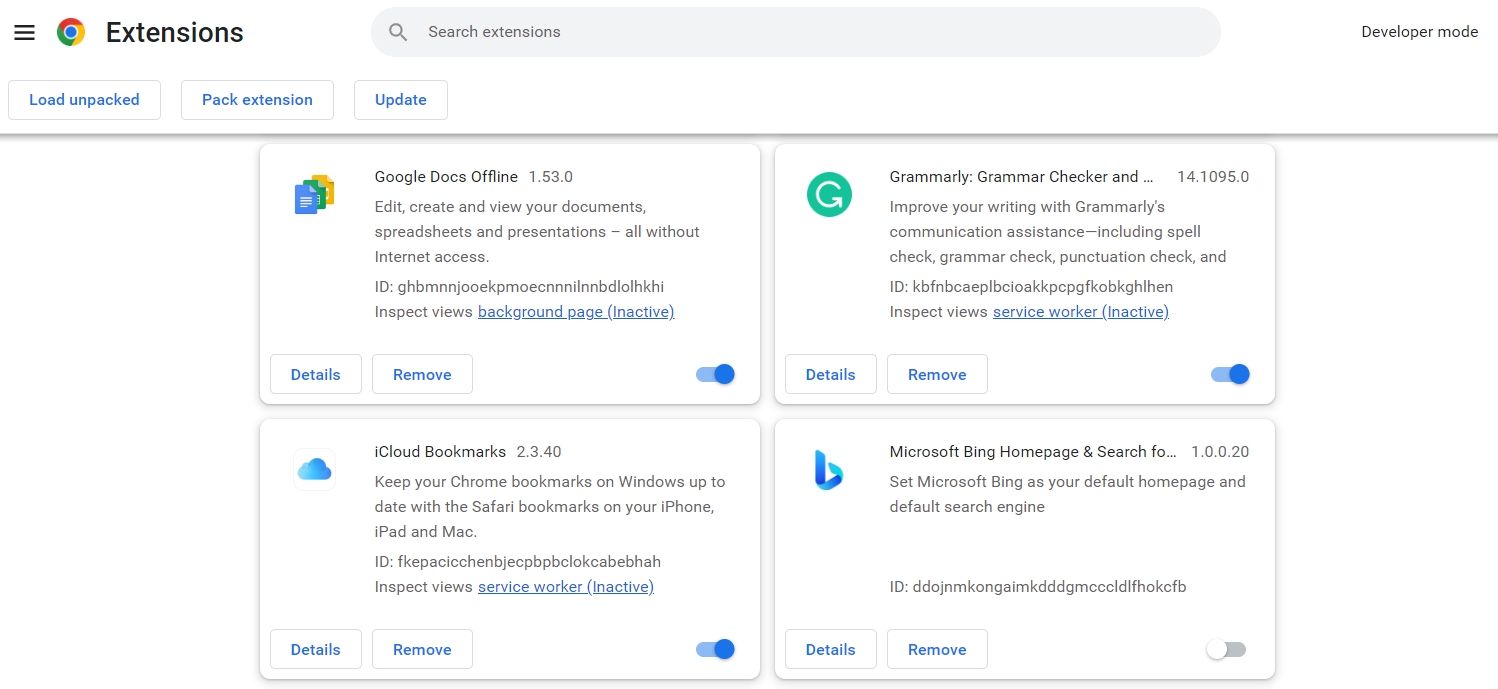 Remove Option for removing extensions on Chrome