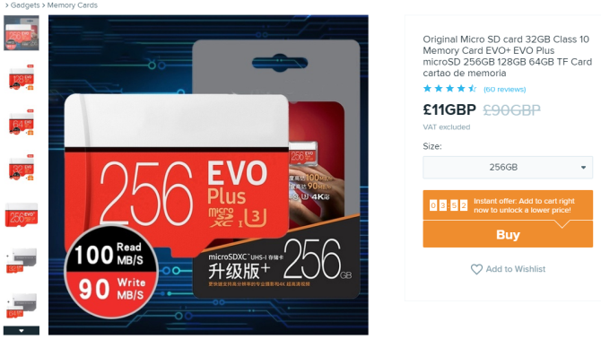 原装MicroSD卡假冒三星EVO Plus记忆卡